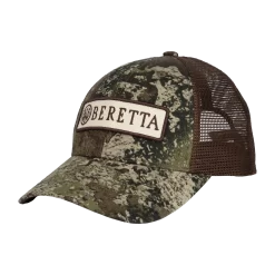 Beretta Patch Trucker Strata Camo Hat -Shooting Gear Shop BC140T15150873 TruetiberStrataBrown FRONT sq 1